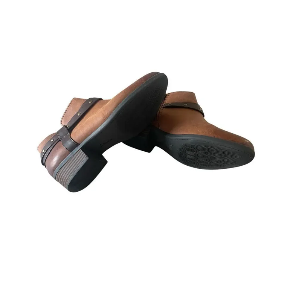 Clark’s Collection Addiy Zoei Brown Leather Ankle Boots Women’s Sz 8 8M Booties